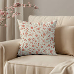 Etonnante Florals Toile Pillow Covers – Rouge Red and Faded Pearl