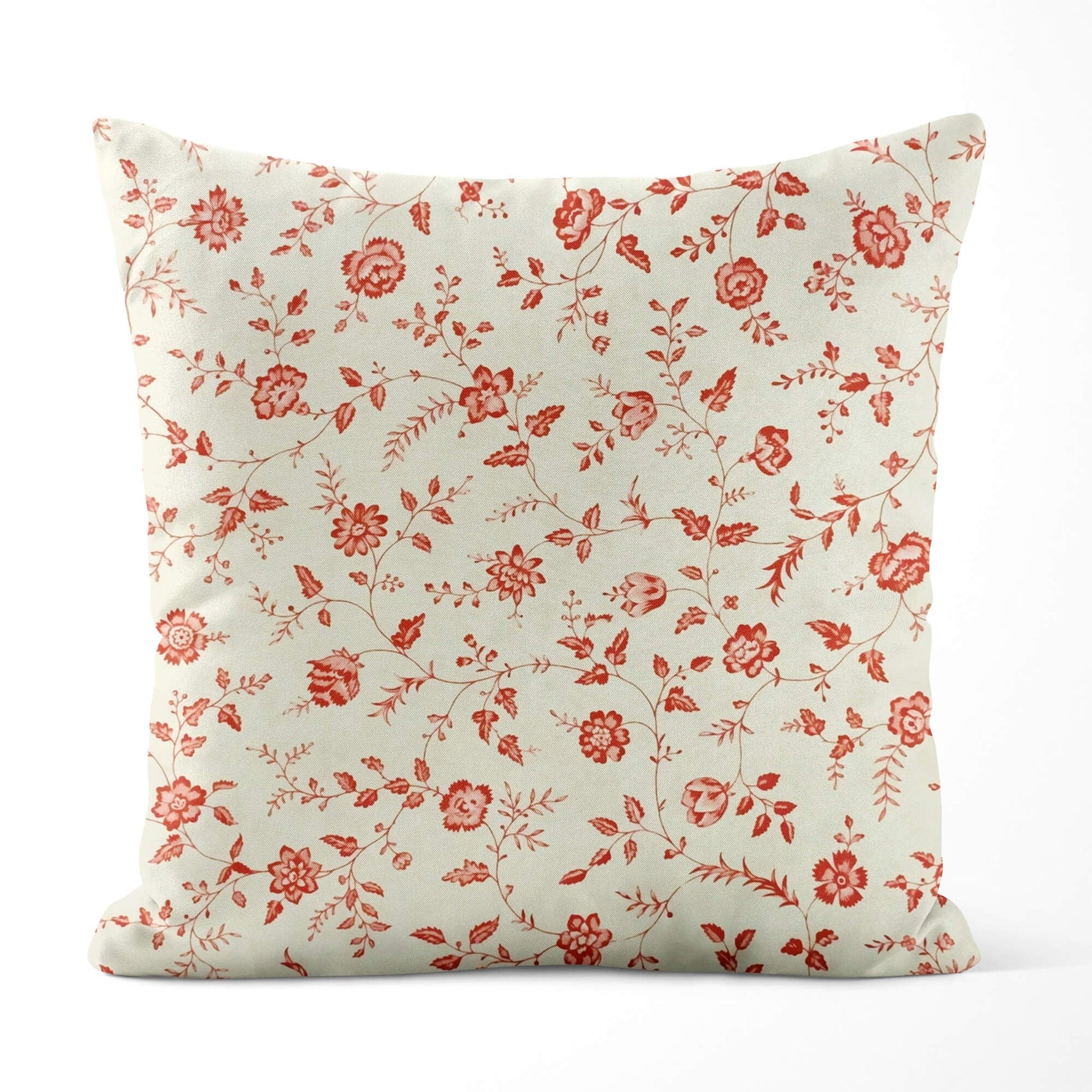 Etonnante Florals Toile Pillow Covers – Rouge Red and Faded Pearl