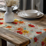 Fall Bouquet Table Runner – Autumn Floral Dining Decor, Thanksgiving, Rustic Farmhouse Style