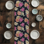Fall Mum Floral Table Runner – Autumn Dining Decor, Thanksgiving, Rustic Farmhouse Style