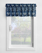 Floral Damask Valances and Tier Curtains – Kelmscott Blue or Rose Gold