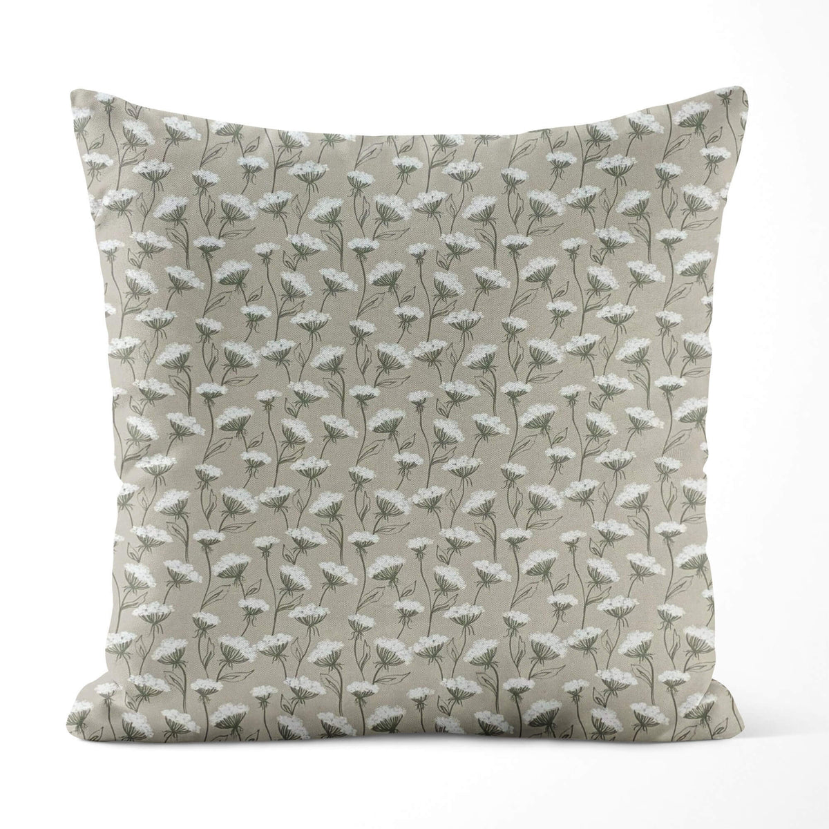 Decorative pillow with floral pattern on a beige background