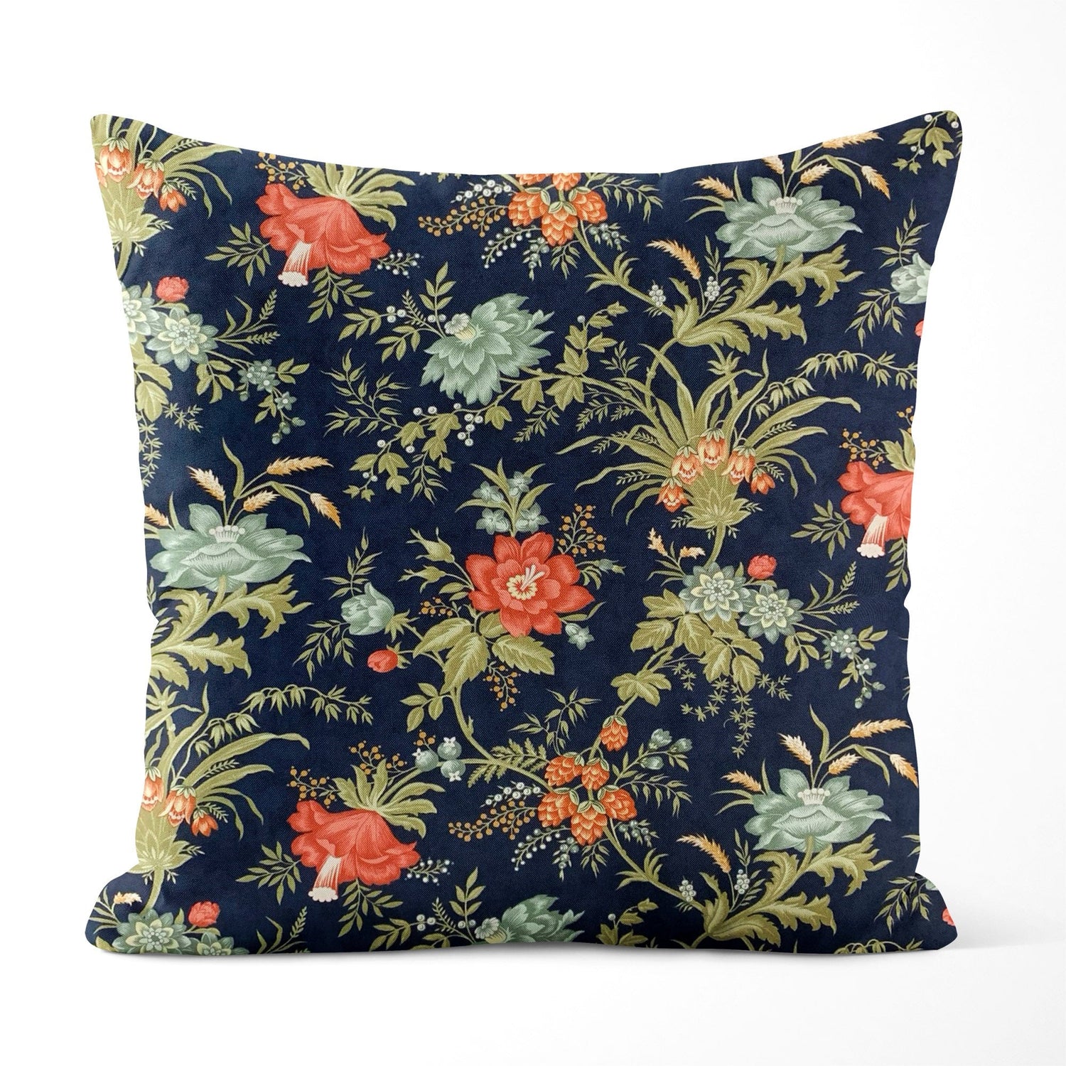 French Country Floral Pillow Covers and Euro Shams – Navy Blue Style