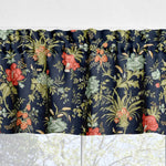 French Country Floral Valances and Tier Curtains – Elegant Navy Blue