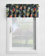 French Country Floral Valances and Tier Curtains – Elegant Navy Blue