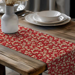 French Country Table Runners & Placemats – Gold Mignon Floral on Rouge Red