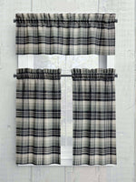Gray and Black Homespun Plaid Curtains – Rustic Farmhouse Window Treatments