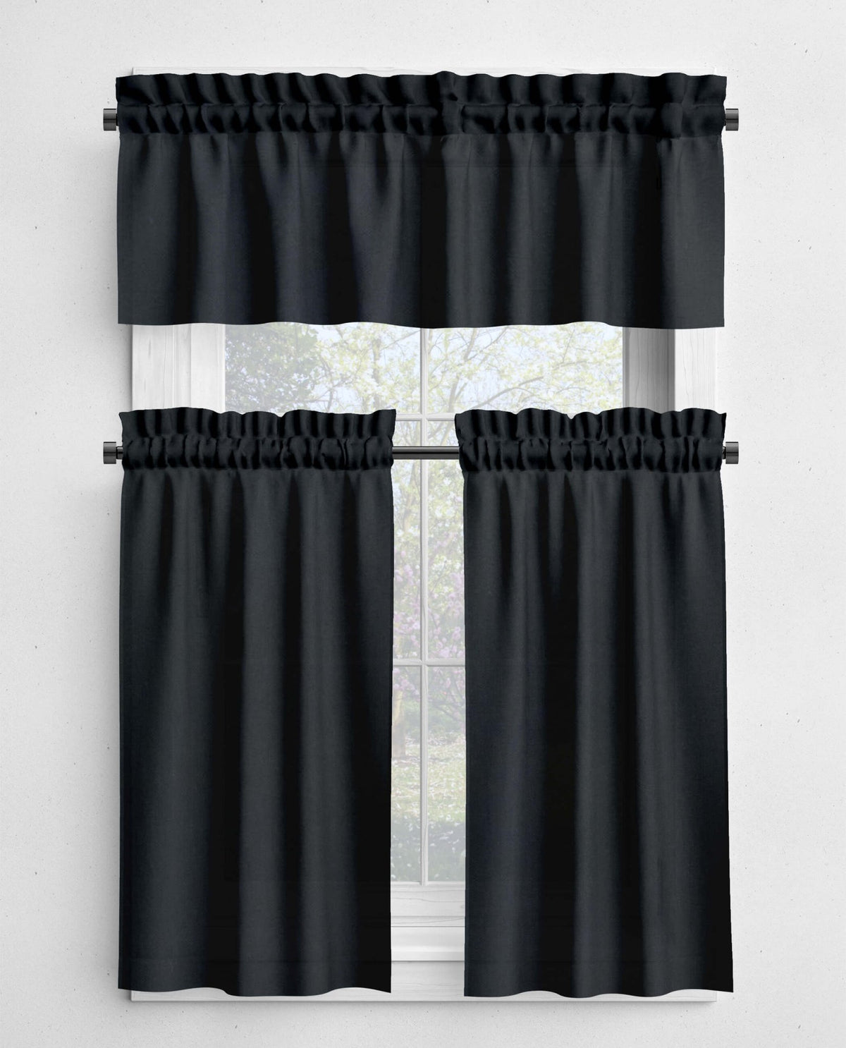Gray and Black Valances and Cafe Curtains - Stone, Slate, Charcoal