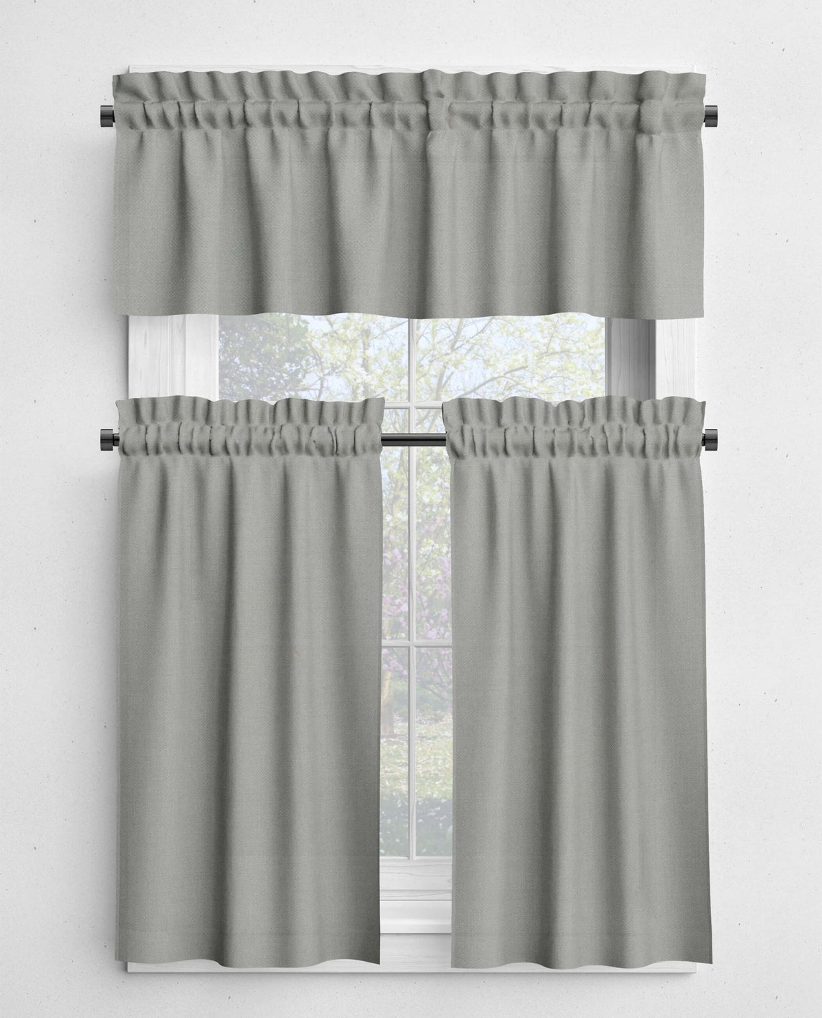 Gray and Black Valances and Cafe Curtains - Stone, Slate, Charcoal