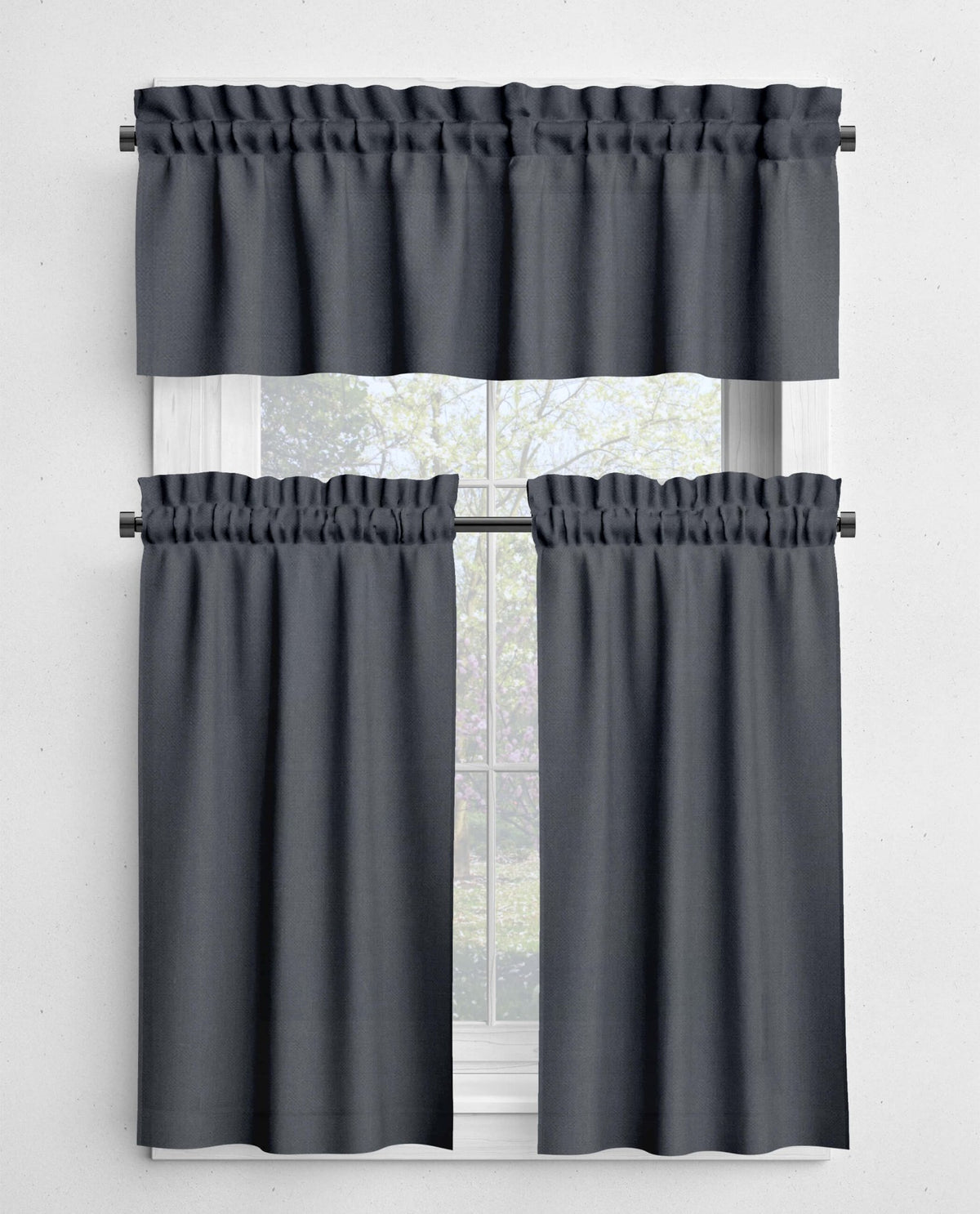 Gray and Black Valances and Cafe Curtains - Stone, Slate, Charcoal
