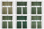 Green and Tan Homespun Curtains – Rustic Plaid Farmhouse