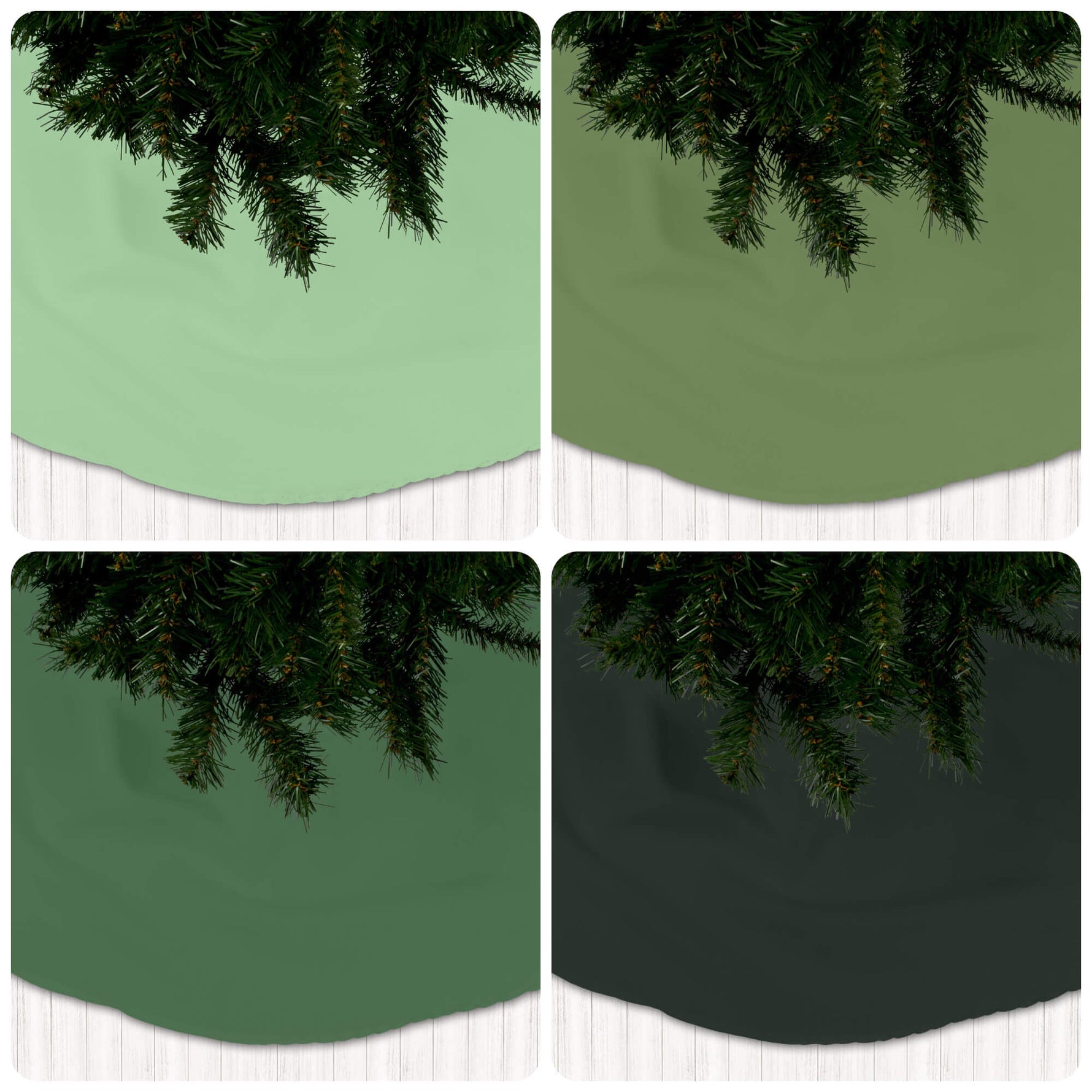 Green Christmas Tree Skirts – Mint, Prairie & Hunter Tones