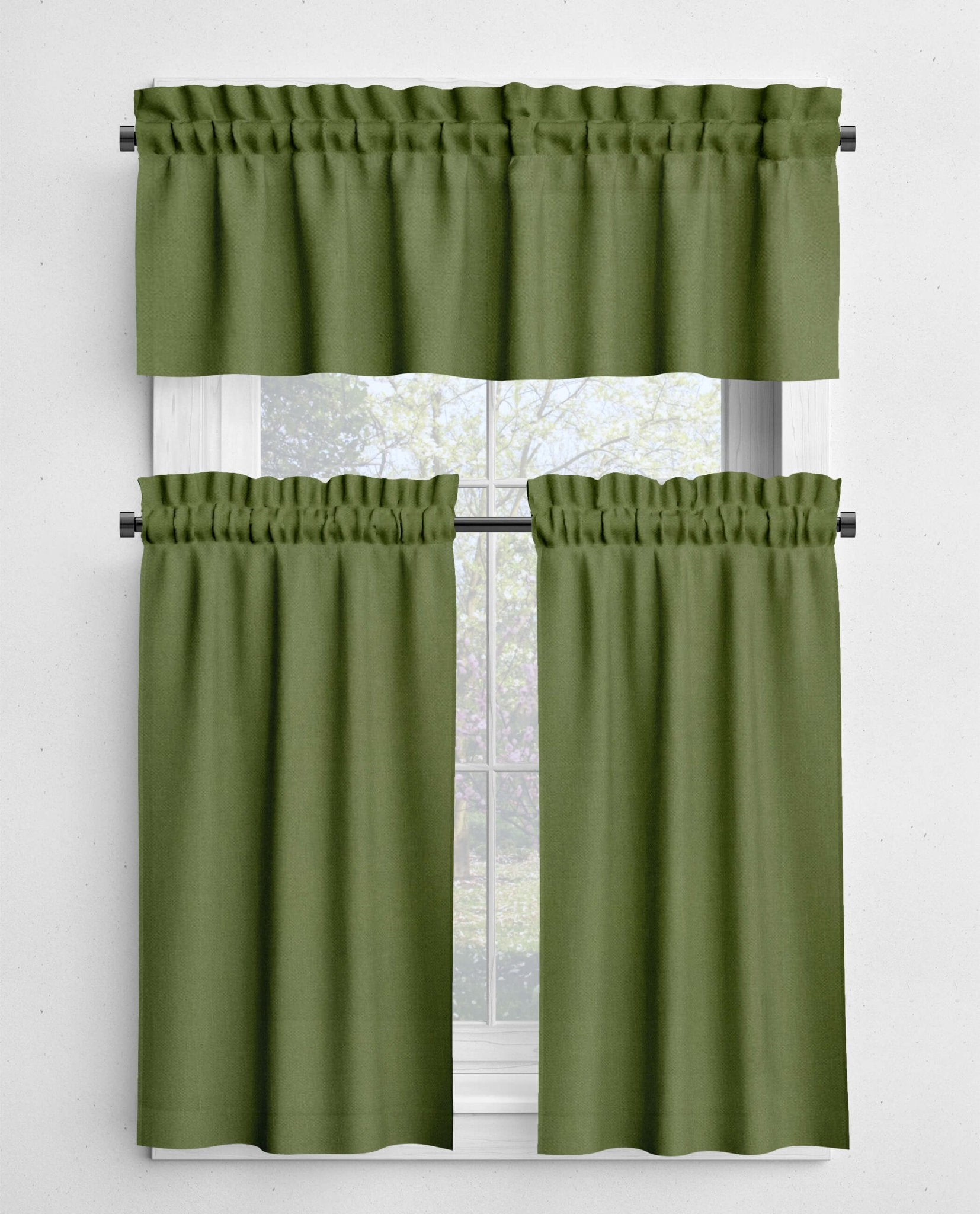 Green Cotton Cafe Curtains & Valances – Pistachio, Cactus, Pine
