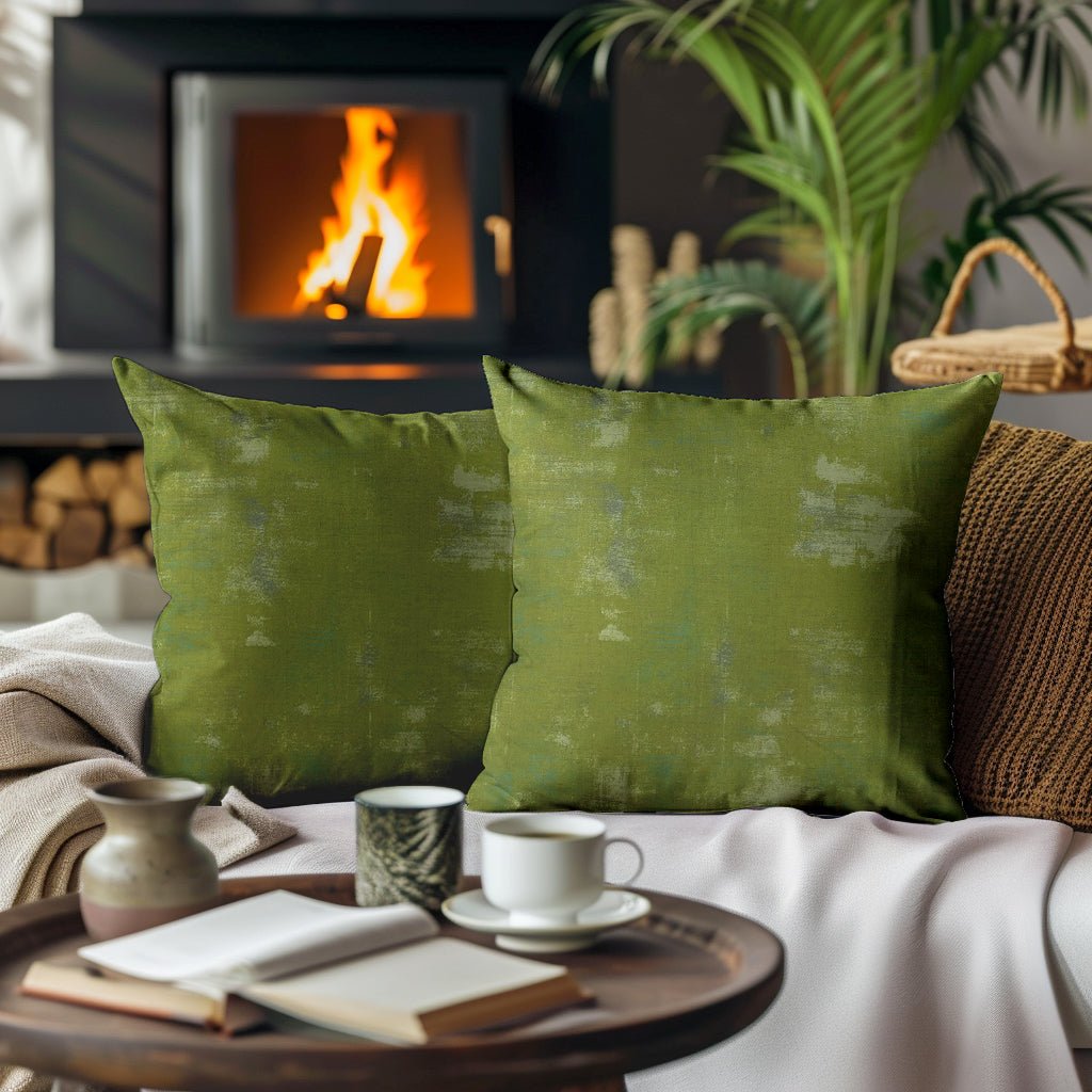Green Grunge Pillow Covers and Euro Shams – Apple & Spruce Abstract