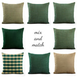 Green & Tan Plaid Pillow Covers and Euro Shams – Rustic Farmhouse Style