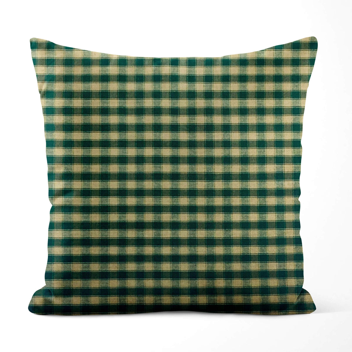Green & Tan Plaid Pillow Covers and Euro Shams – Rustic Farmhouse Style