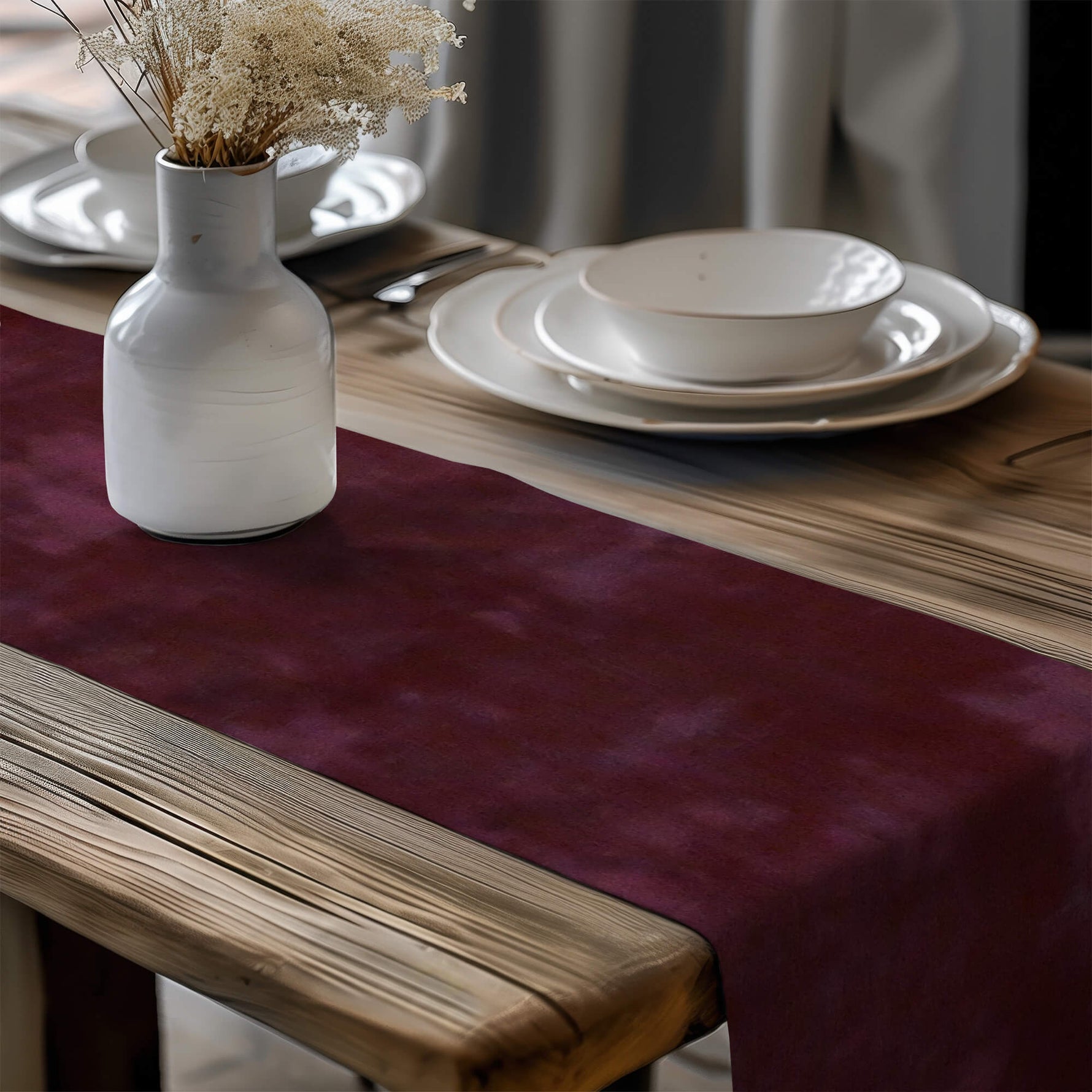 Grunge Table Runners and Placemats – Cherry & Burgundy Abstract