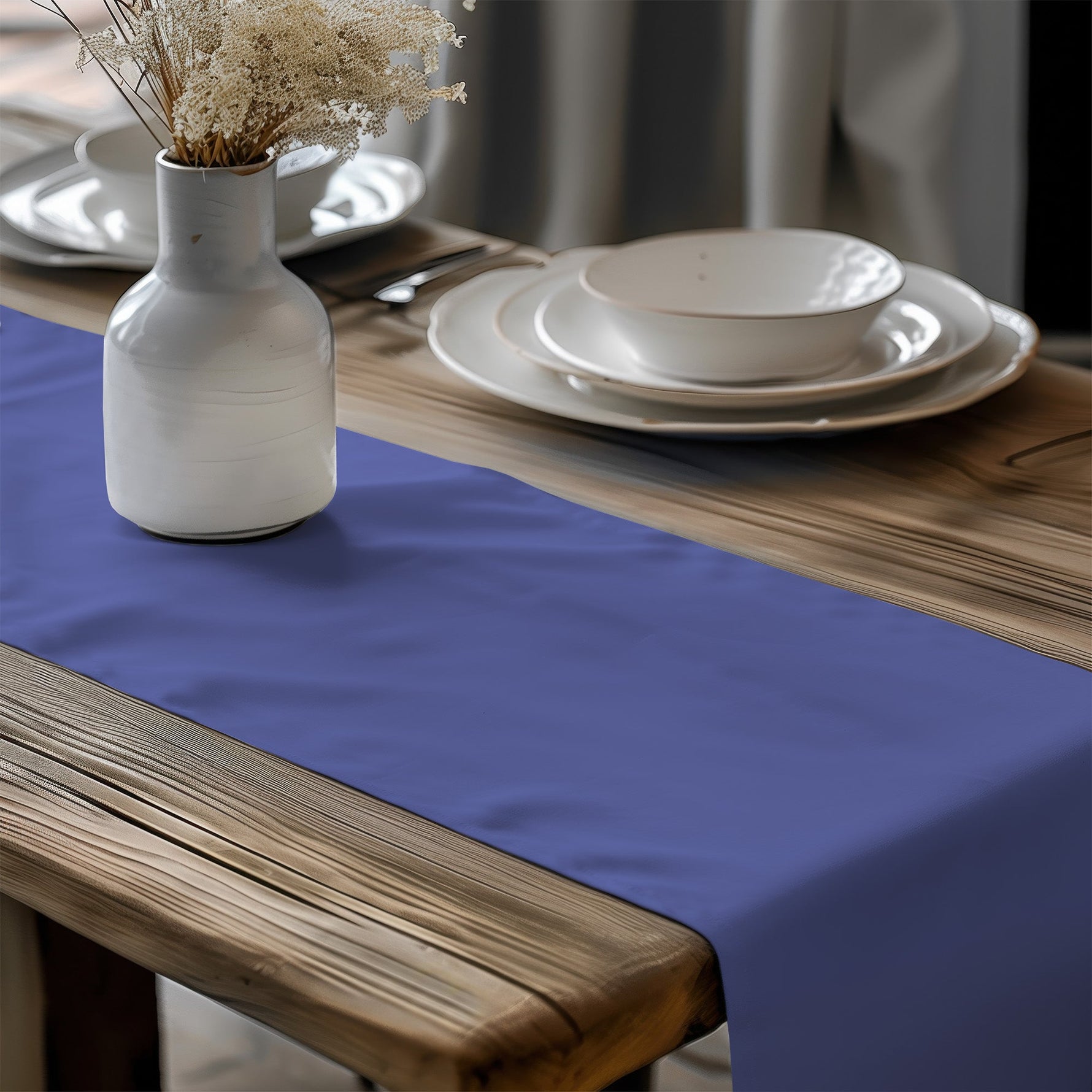 Handmade Lavender Blue Cotton Table Runner: Periwinkle, Night Sky - Custom Sizes