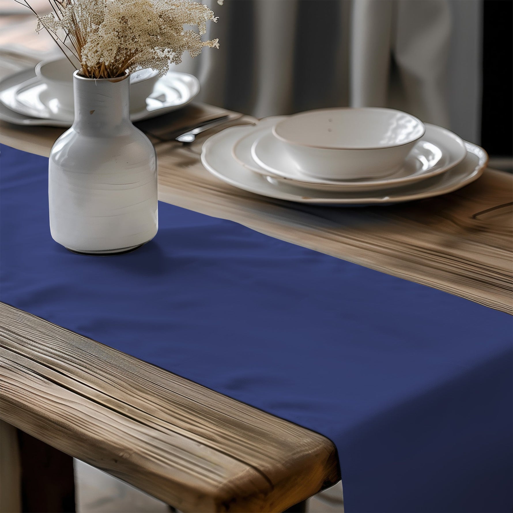 Handmade Lavender Blue Cotton Table Runner: Periwinkle, Night Sky - Custom Sizes