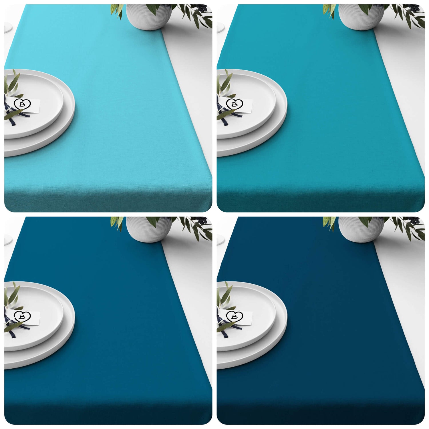 Pool, Chill, Horizon, and Prussian Blue Table Runners and Placemats
