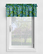 Lily of the Nile Floral Kitchen Valances and Cafe Curtains - teal green lagoon