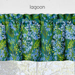 Lily of the Nile Floral Kitchen Valances and Cafe Curtains - teal green lagoon