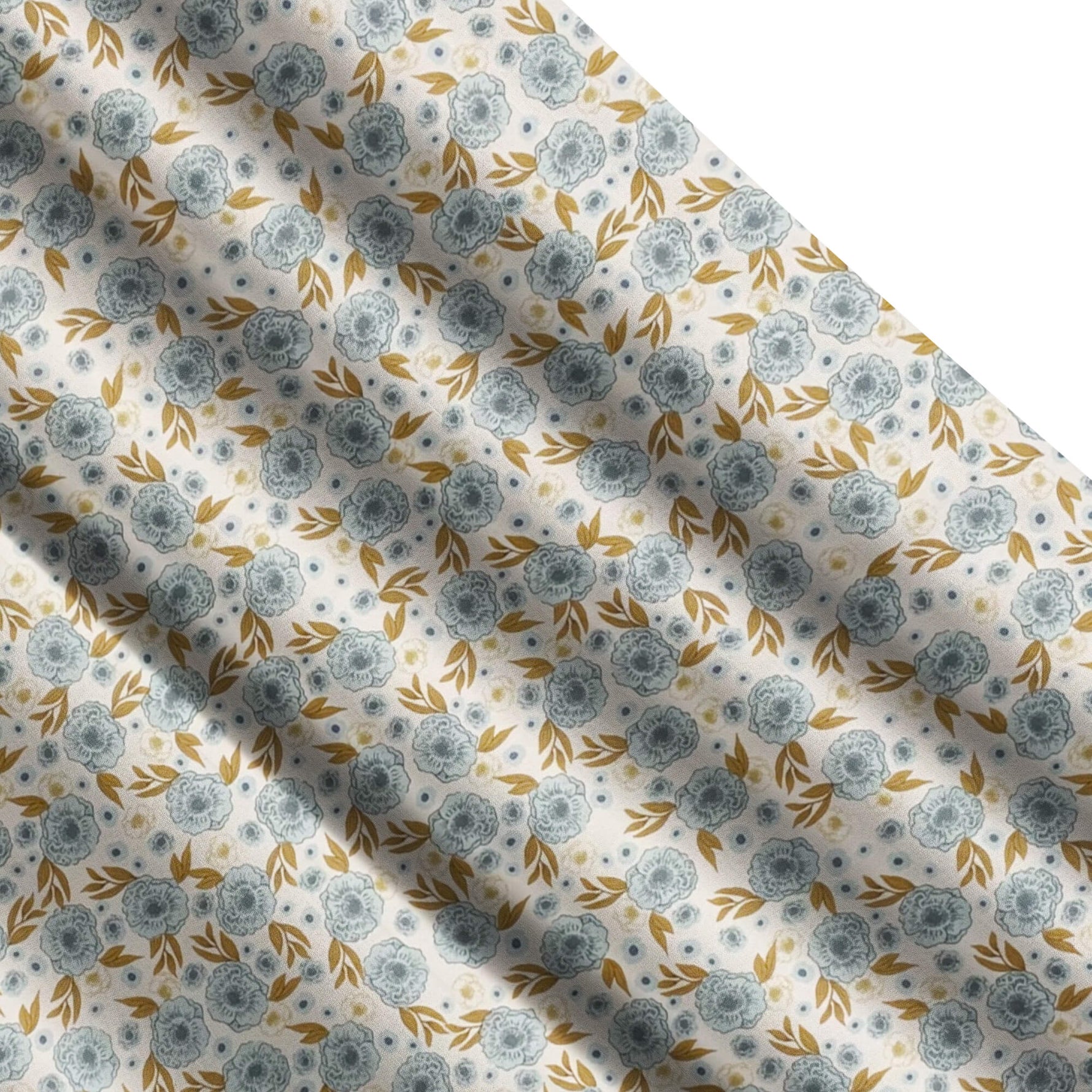 Last Bloom Floral Valances and Cafe Curtains - Cream or Blue