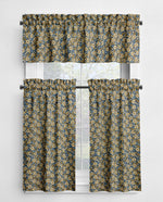 Last Bloom Floral Valances and Cafe Curtains - Cream or Blue