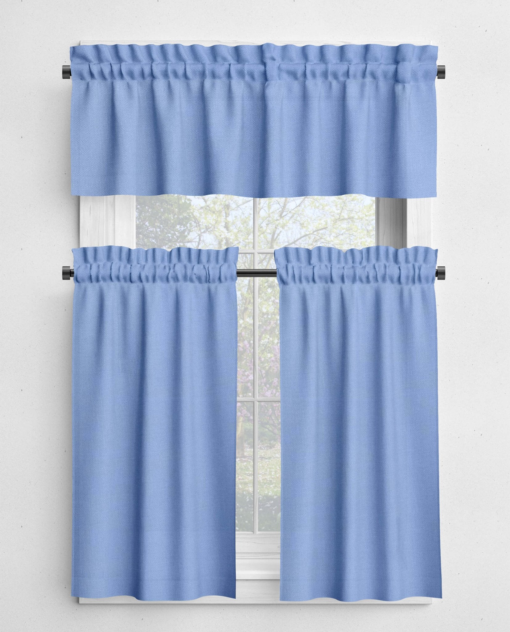 Lavender Blue Valances and Cafe Curtains - Periwinkle & Night Sky