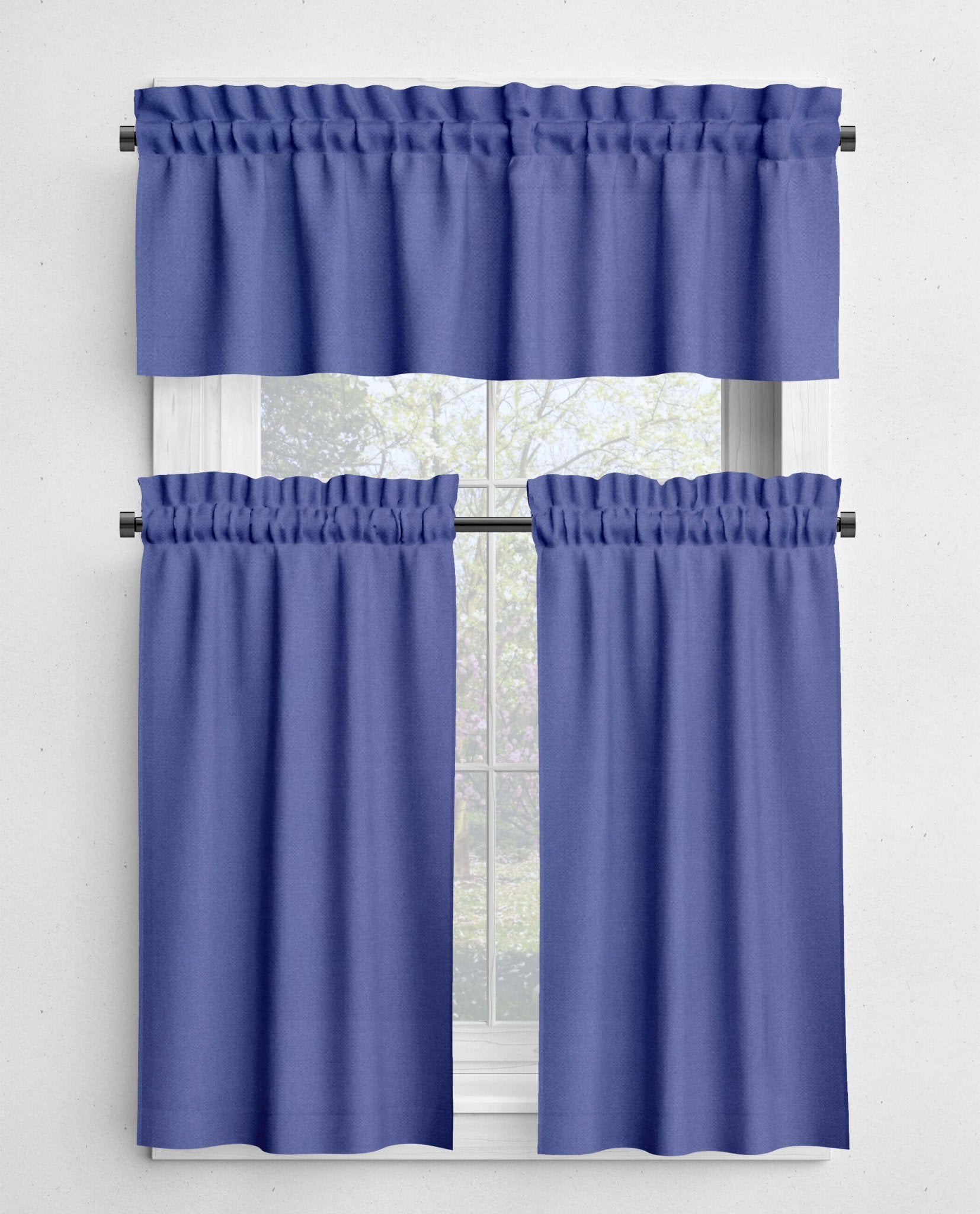 Lavender Blue Valances and Cafe Curtains - Periwinkle & Night Sky