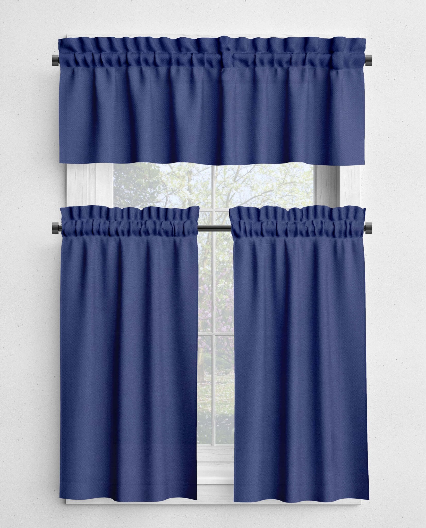 Lavender Blue Valances and Cafe Curtains - Periwinkle & Night Sky