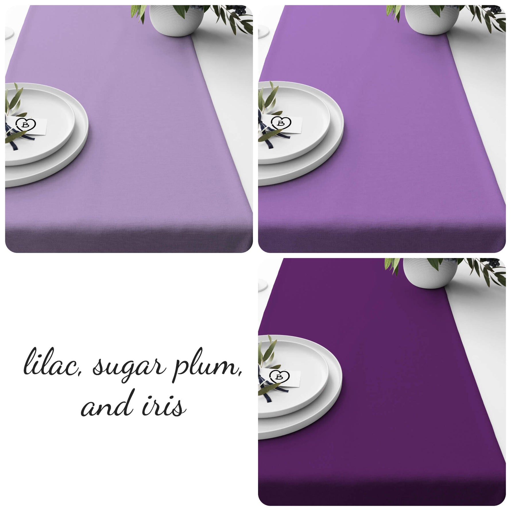 Lilac, Plum & Iris Table Linens – Solid Color Runners & Mats