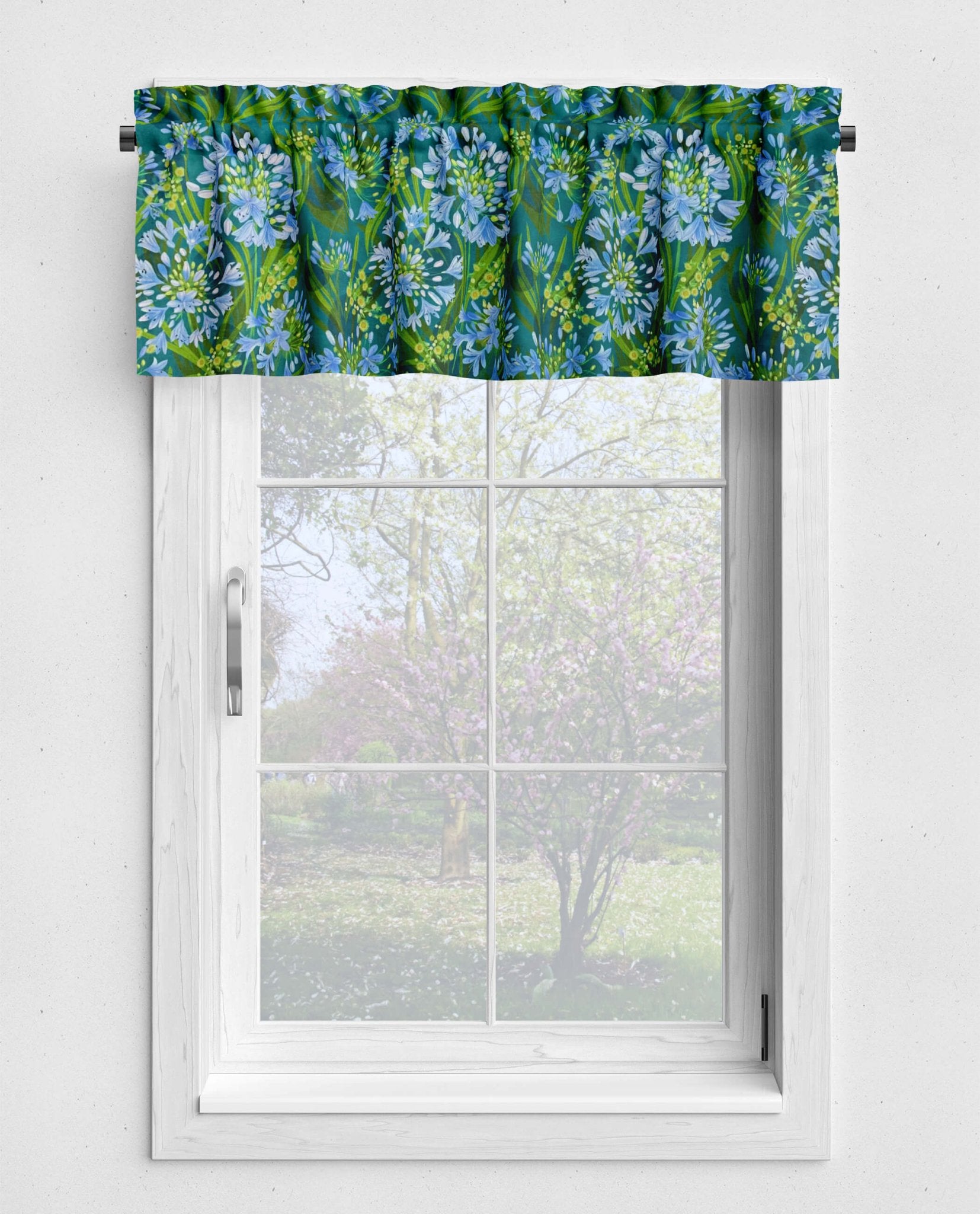 Lily of the Nile Floral Kitchen Valances and Cafe Curtains