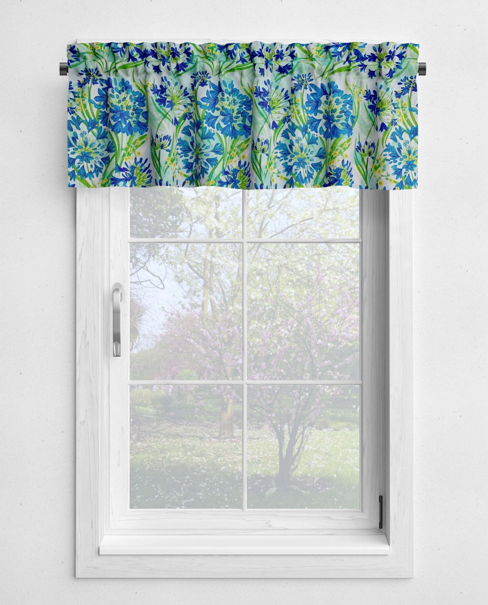 Lily of the Nile Floral Kitchen Valances and Cafe Curtains