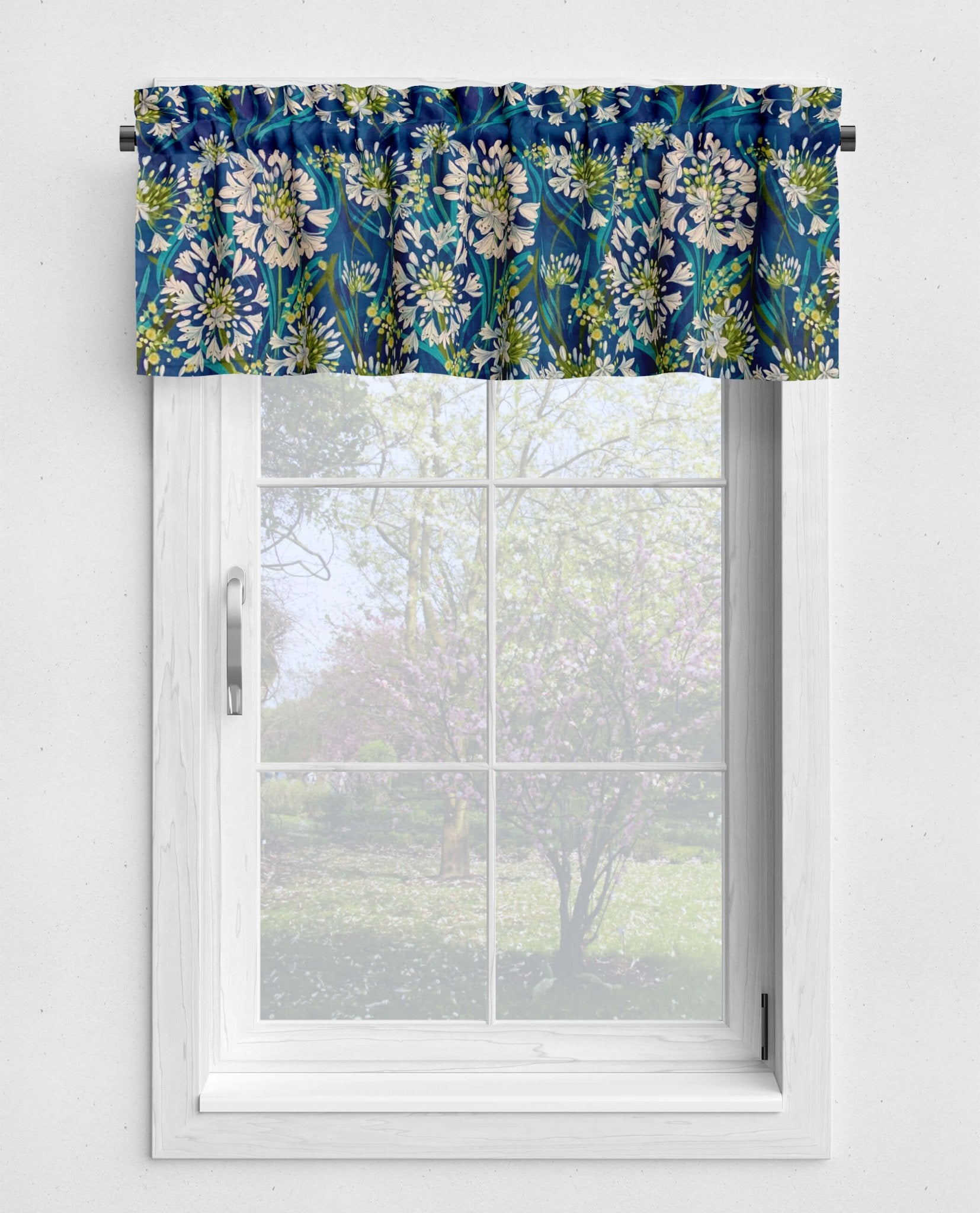 Lily of the Nile Floral Kitchen Valances and Cafe Curtains