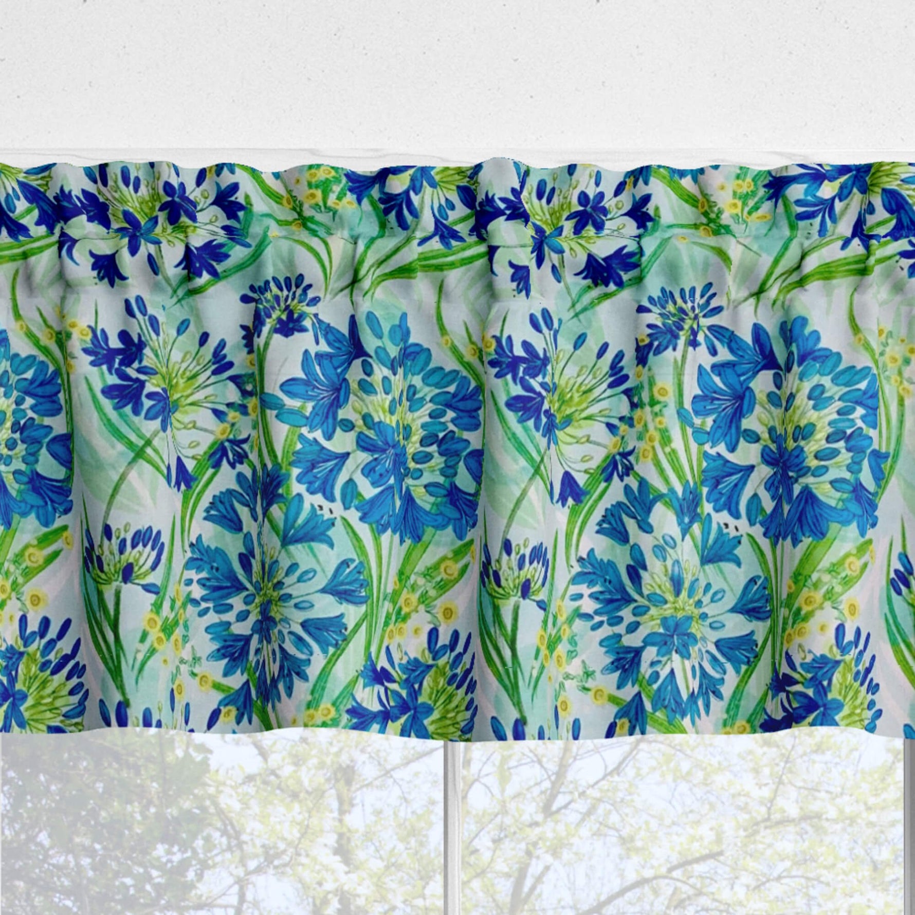 Lily of the Nile Floral Kitchen Valances and Cafe Curtains