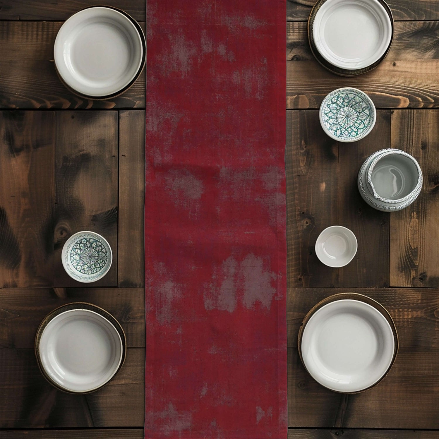 Light and Dark Red Abstract Grunge Table Runners and Placemats