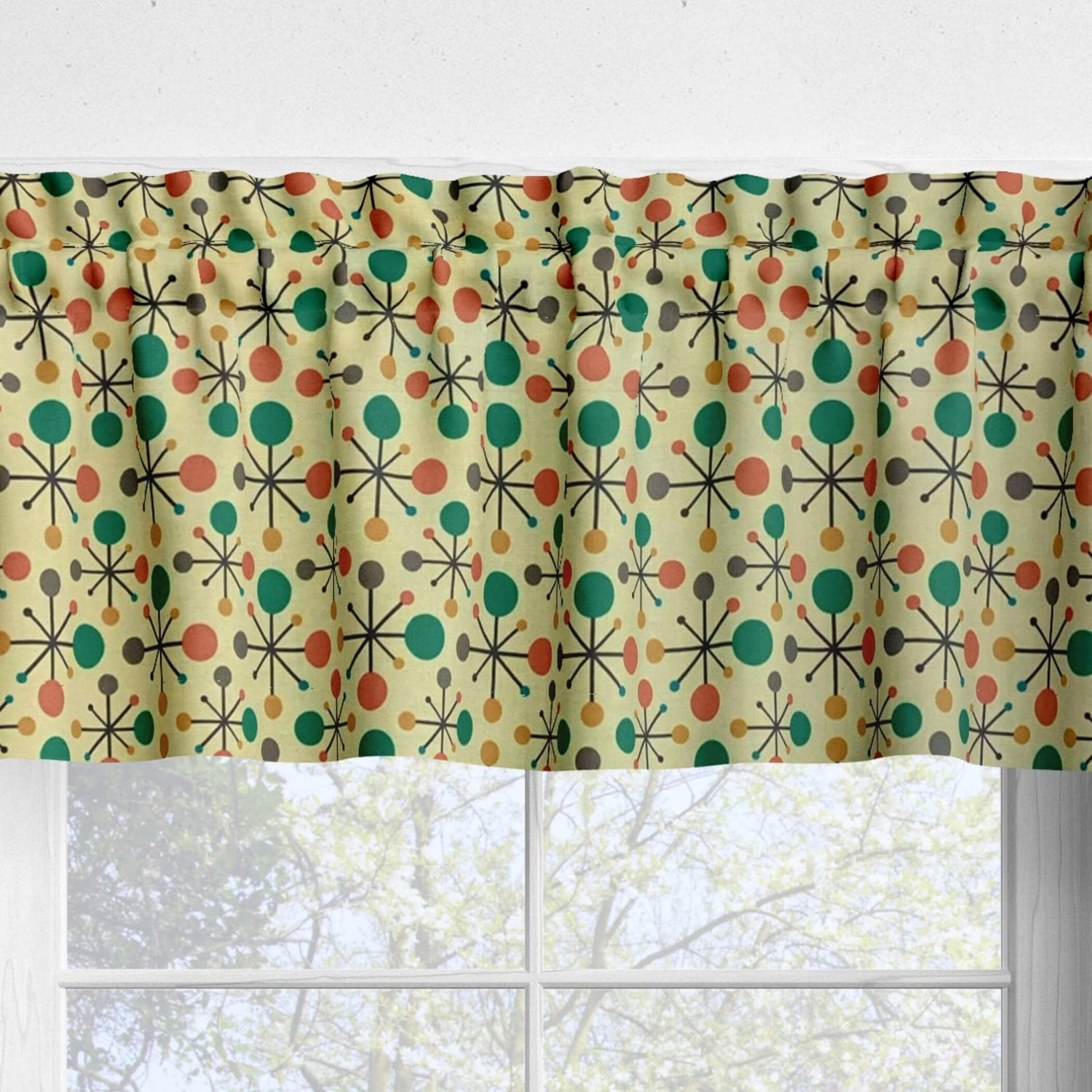 Atomic Stars Retro Valances and Cafe Curtains Mid-Century Style