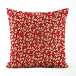 Mignon Floral Pillow Covers – Rouge Red with Gold Leaves and Vines