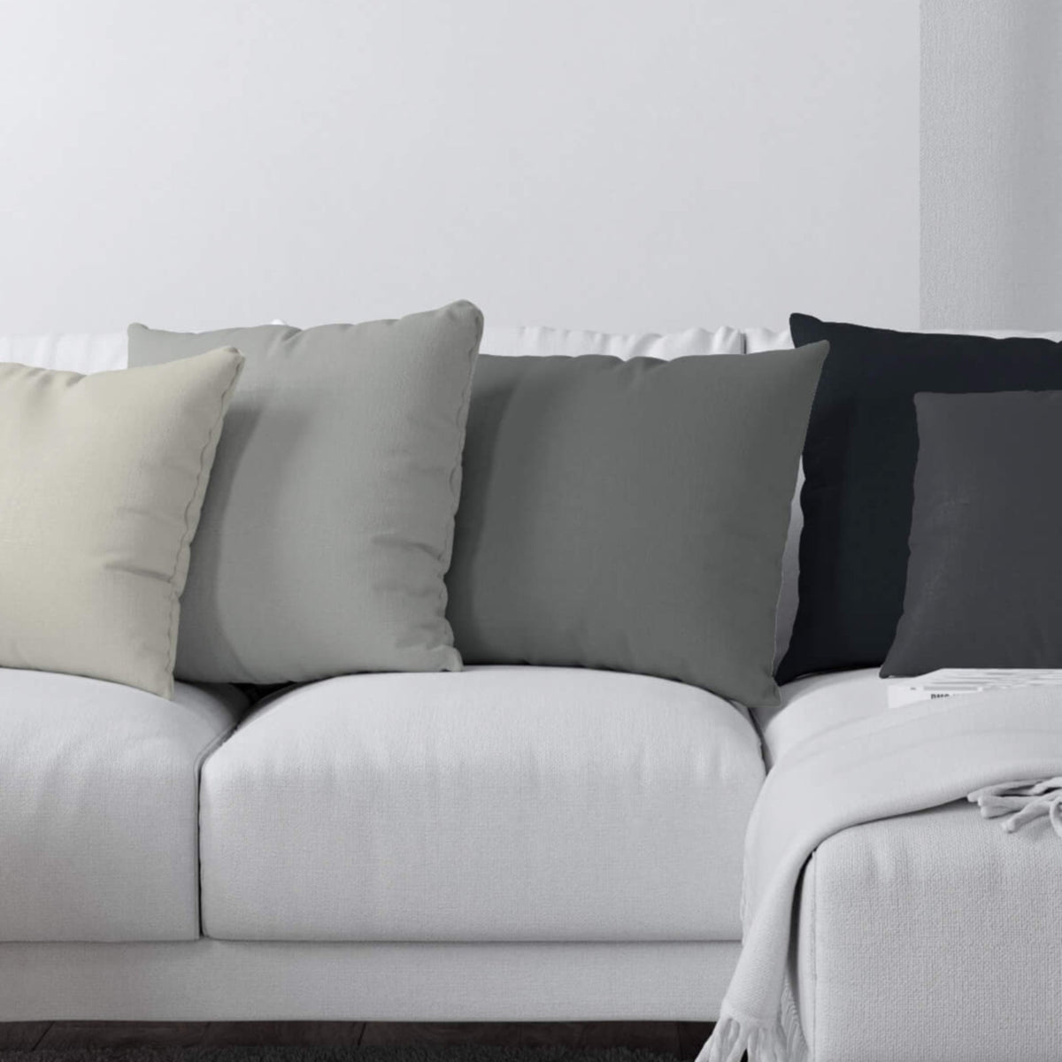 Modern Gray & Black Pillow Covers and Euro Shams – Minimalist Cotton