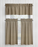 Navy Blue and Tan Homespun Curtains – Rustic Farmhouse Plaid