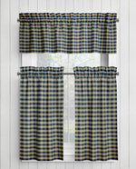 Navy Blue and Tan Homespun Curtains – Rustic Farmhouse Plaid