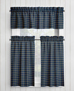 Navy Blue and Tan Homespun Curtains – Rustic Farmhouse Plaid