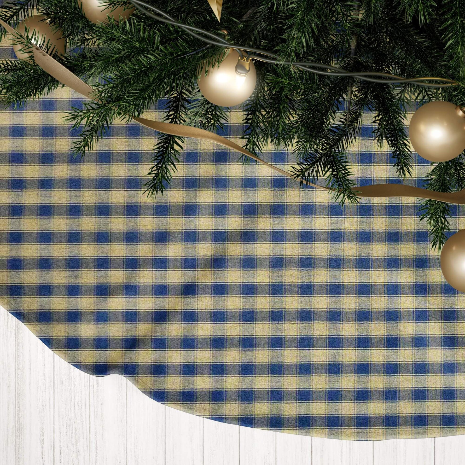 Navy Blue & Tan Plaid Tree Skirts – Farmhouse Christmas
