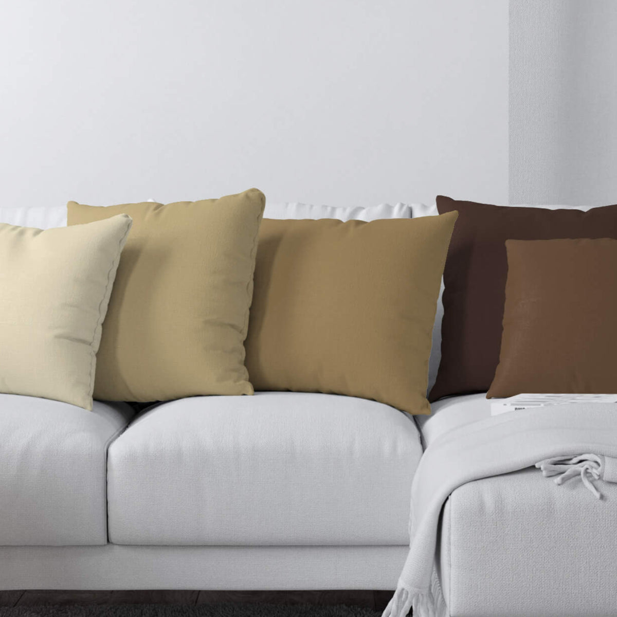 Cream, Tan, Latte, Mocha, and Dark Brown Throw Pillow Covers and Euro Shams