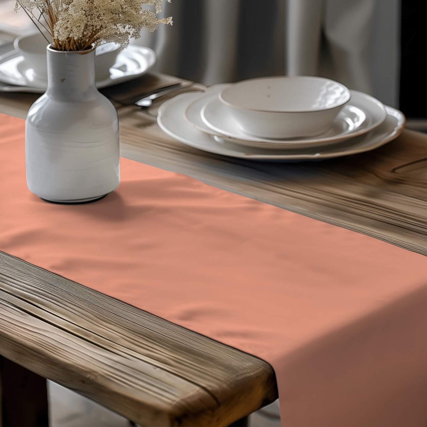 Peach, Coral, and Salmon Table Linens – Solid Color Runners & Mats