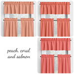 Peach Cotton Valances and Cafe Curtains - Coral and Salmon