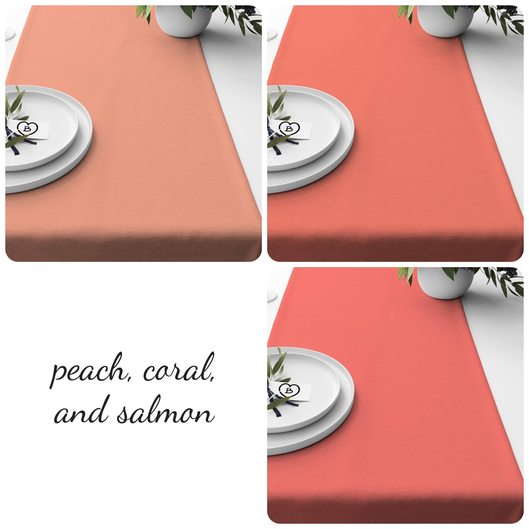 Light Peach, Coral, and Salmon Table Runners and Placemats