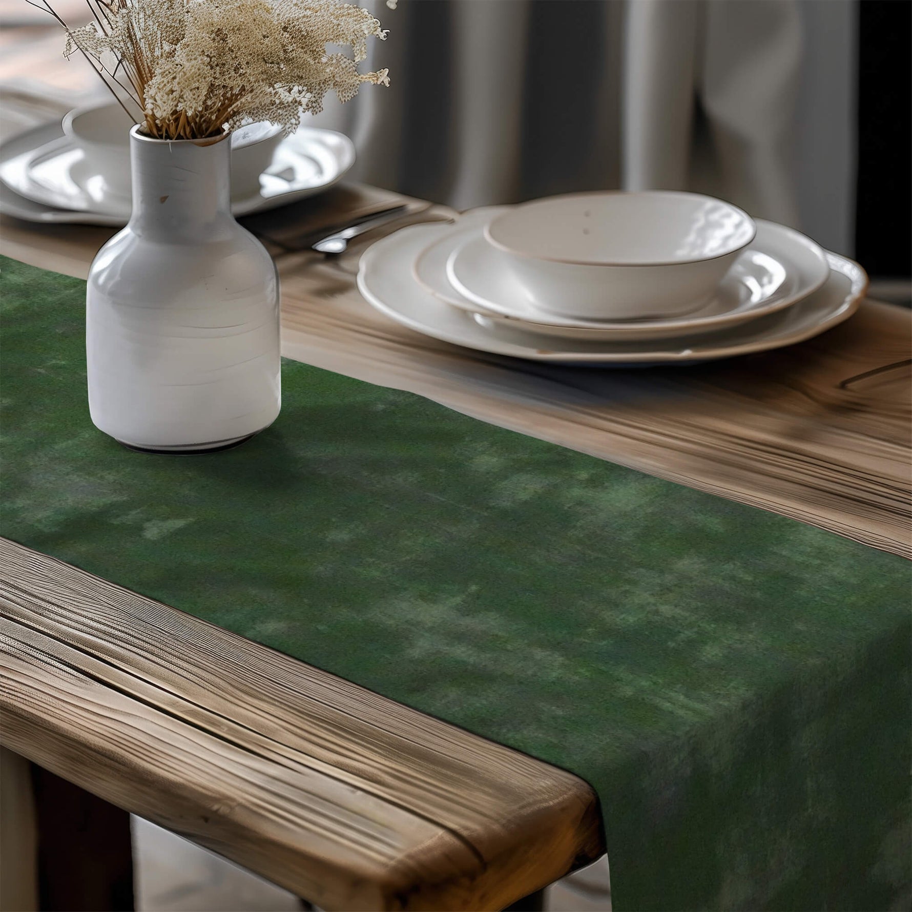 Light and Dark Green Abstract Grunge Table Runners and Placemats