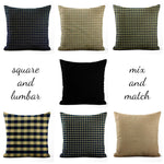 Primitive Country Pillow Covers and Euro Shams – Black & Tan Plaid